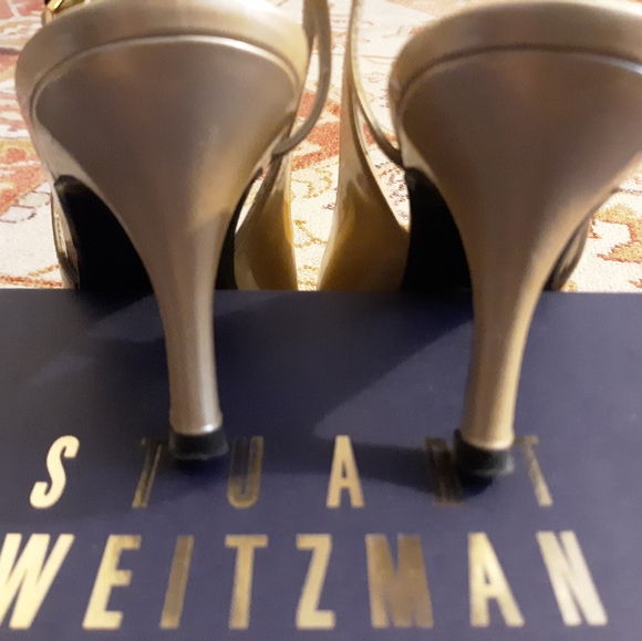 Stuart Weitzman Universe in Champagne Quasar (pearl) sling back pump sz 8 - Picture 4 of 7